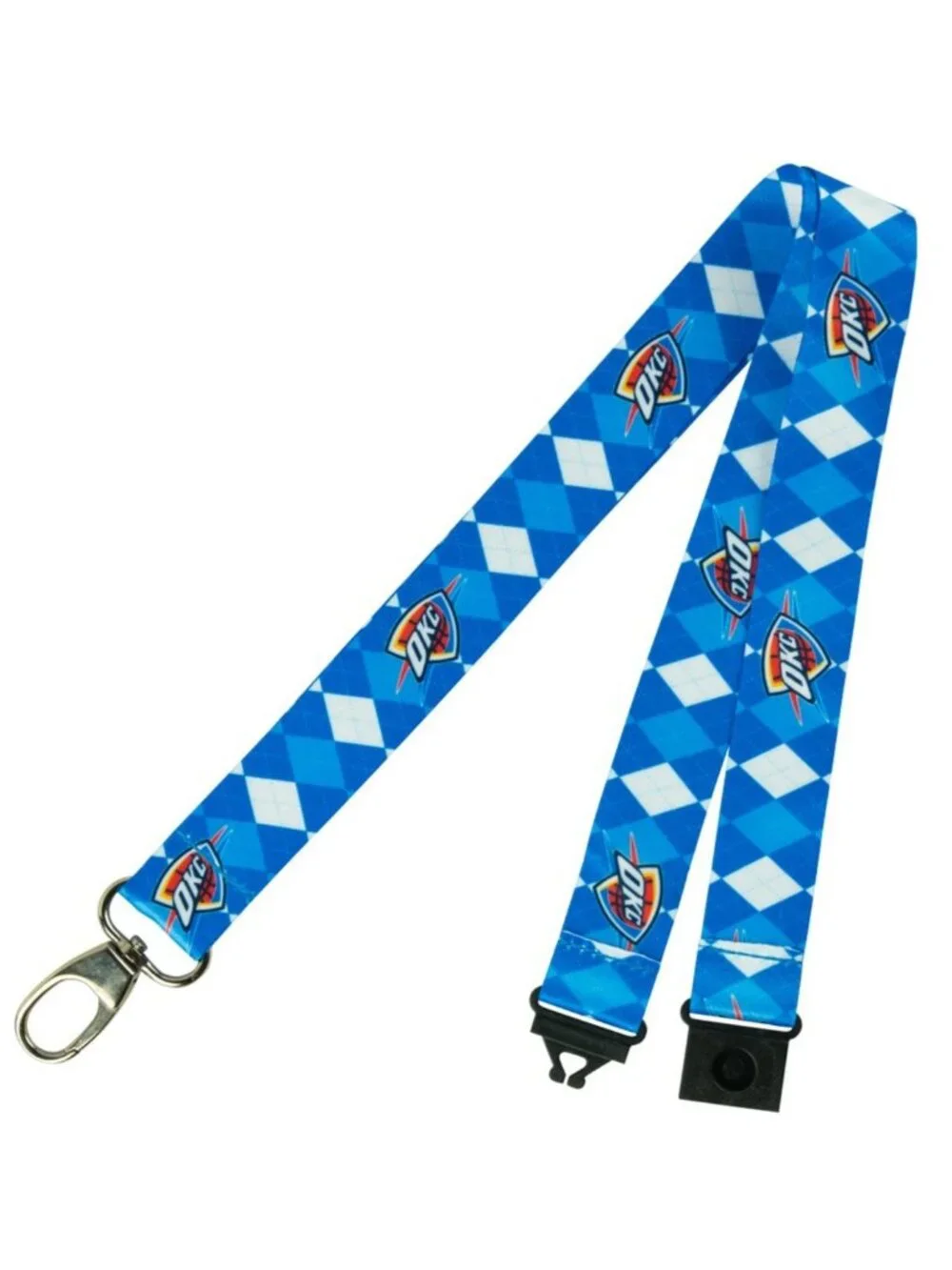 Oklahoma City Thunder Lanyard Keychain Argyle Reversible With Clip NBA New